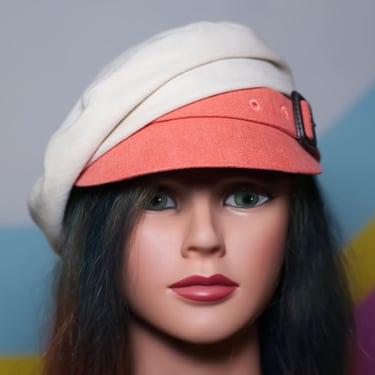 Retro Eugenia Kim Slouch Cap Orange and Beige Hat 