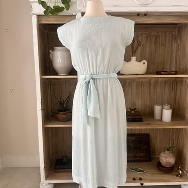 Vintage Nardis BABY BLUE Sheer Midi DRESS – 1970s Retro Spring And Formal Dress For Women | Elegant Back Zipper | Comfortable Midi Dress 
