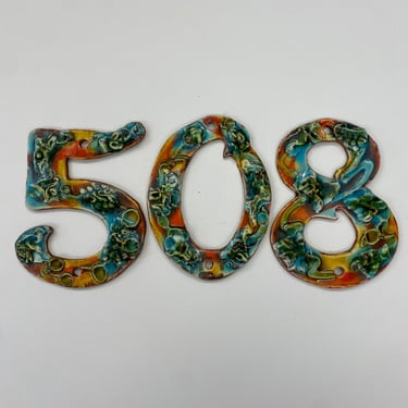 Set of Glazed Ceramic House Numbers