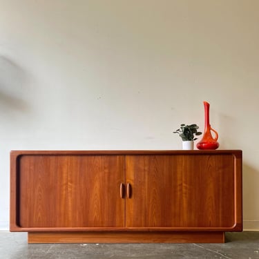 Danish teak credenza with tambour door by Dyrlund 