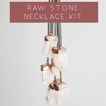 RAW STONE Necklace Kit - Raw Green Aventurine & Clear Quartz 