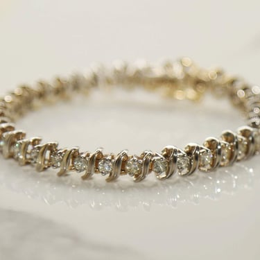 Vintage 14k gold diamond tennis bracelet 