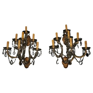 Beautiful large pair of 1940's Marie Antoinette style sconces