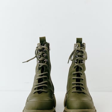 DNA Olive Leather Combat Boots