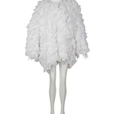 Gianfranco Ferre Vintage SS 1986 Couture White Silk and Cotton Organza Ruffle Statement Coat