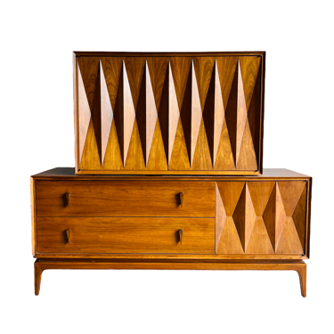 Rare Albert Parvin Sculpted Walnut Chest on Chest