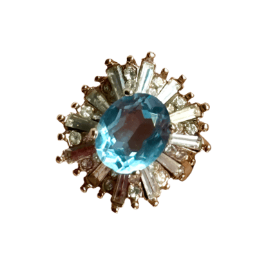 Light Blue Cocktail Ring Size 5.75