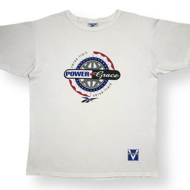 Vintage 90s Reebok Versa-Train Power + Grace Aerobic Dance Class Graphic T-Shirt Size Medium/Large 