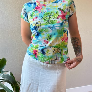 Y2K Novelty Print Tee Vintage Novelty Print Top Y2K Summer Top Vintage Summer Top Y2K George Brand Top Y2K Colorful Summer Tee Y2K Baby Tee 