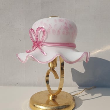 Vintage Murano Table Lamp / Vintage Murano Bedside Lamp / Vintage Murano Lady Hat Table lamp / Murano / Italy / 1980s 