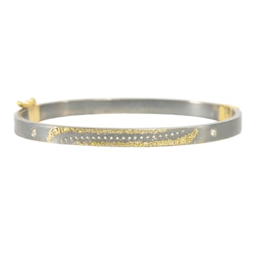 KMJ Essential Hinged Bangle (Slice Diamond) - 22ky, 18ky, Oxidized Silver + VS Diamonds