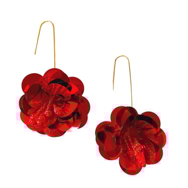 Sample Sale Red Flower Hook Earrings