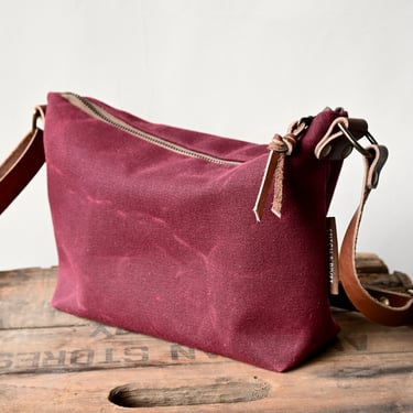 Berry Waxed Canvas and Leather Festival Bag