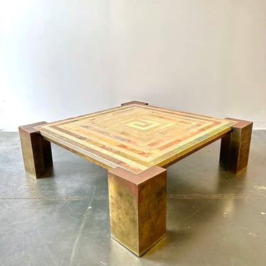 Mid century marble and brass Italian coffee table by Marcello Mioni circa 1970 