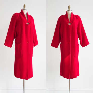 red knit sweater jacket 80s 90s vintage I.B. Diffusion long cardigan wool coat 