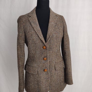 Vintage 70s Justin Ltd Wool Blazer // Button-Up Brown Equestrian 