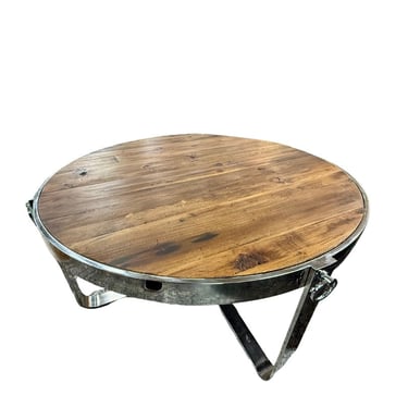 Reclaimed & Chrome Consigned Coffee Table, 38" x 38" x 18"