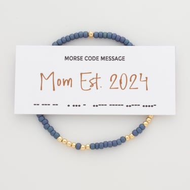 Baby Shower Gift for Mom, Mom Est. 2024 Morse Code Bracelet, Mother's Day Gift for Her, Gift For New Mom 