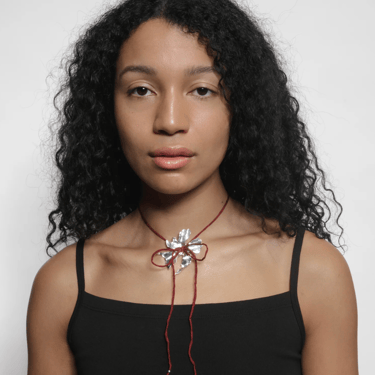 Wolf Circus | Flower Cord Necklace in Red