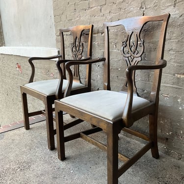 Pair of Chippendale Style Arm Chairs