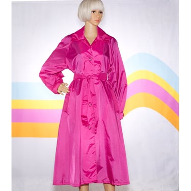 Vintage 1970s Pink Belted Raincoat | Medium / Large 