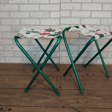 Pair of Metal and Vinyl Folding Camping Stools/Chairs/Bench/Tables 