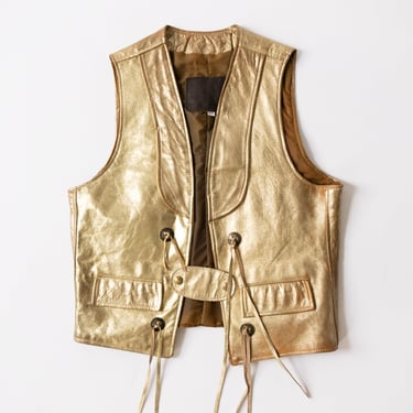 Vintage Leather Vest in Gold