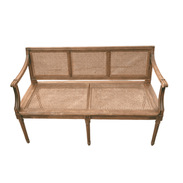 Walnut and Cane High Back Antique Bench