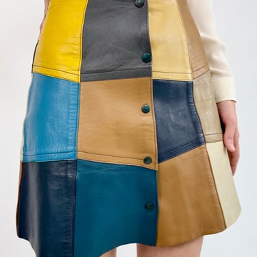 Oceanic Leather Patchwork Skirt