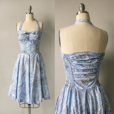 1950s Hawaiian Dress Circle Skirt Printed S 