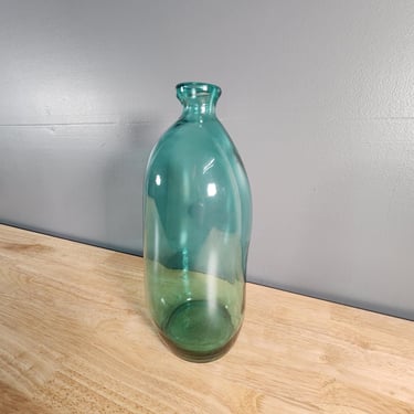 Large Teal green Glass Bottle 14" Tall 