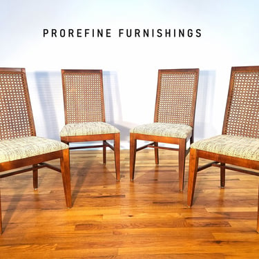 Mid Century Set of Four Cane Dining Chairs 