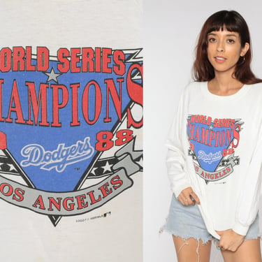LA Dodgers Sweatshirt 80s Los Angeles Baseball Crewneck 1988 World Series Champions California Sports Pullover Retro Vintage Medium Large 