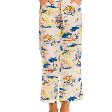 1940S Rayon Florida Themed Tropical Beach Pants 