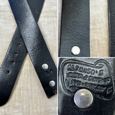 Alfonso’s black leather belt strap/ no buckle~ snap on/off Thick wide rock n roll Men’s belt~ size 40 