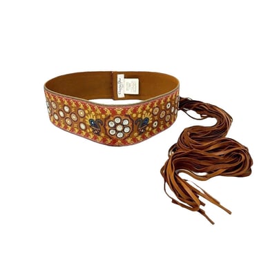 Dior Brown Leather Embroidered Belt