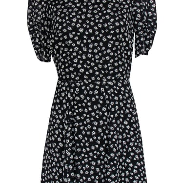 Reformation - Black & White Floral Print Fit & Flare Dress Sz 8