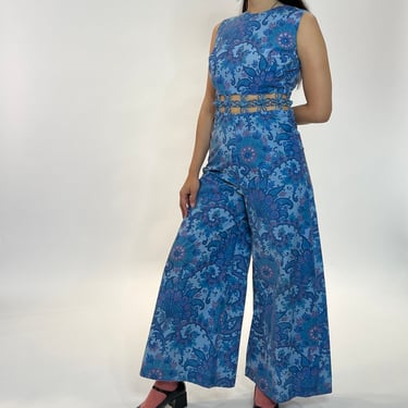 60s Peak-a-Boo Blue Jumpsuit