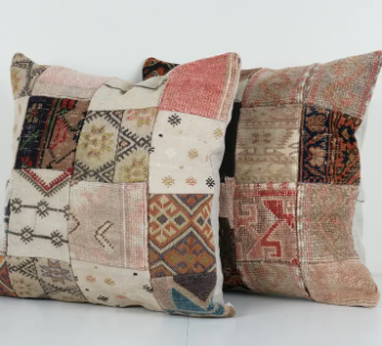 Unique Wool Patchwork Tribal Kilim Pillow