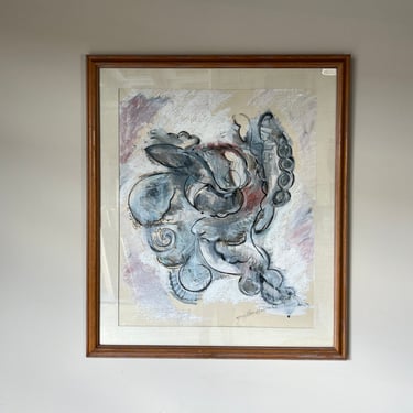 1980's Mary Dan Galver Expressionist Abstract Painting, Framed 