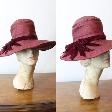1920s raffia VELVET wide brim hat cloche | new fall 