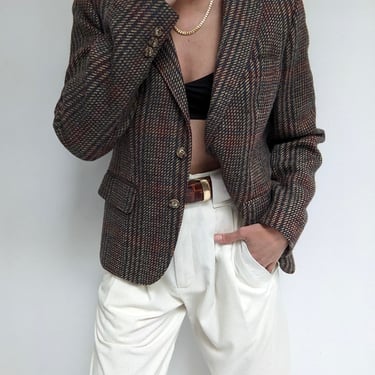 Vintage Tailored Tweed Wool Blazer