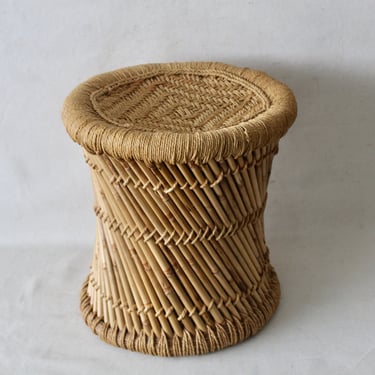 Wicker Pencil Reed Style Stool or Side Drinks Table 