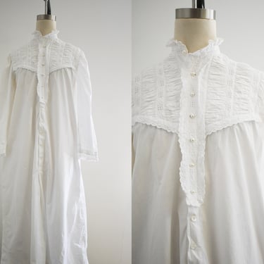 Edwardian White Cotton Night Gown 