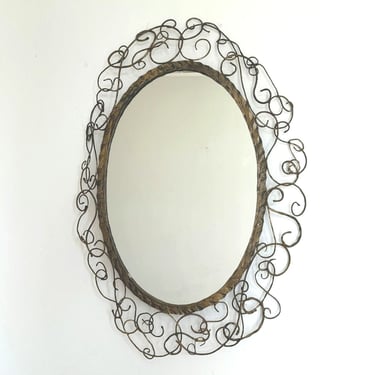 Salvino Marsura decorative iron mirror/ Gold mirror / Art mirror / hand forged/ 60s / 70s / Italy 