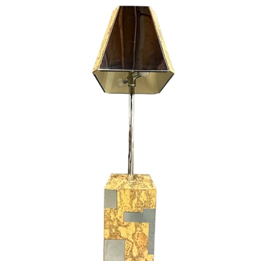 Cork and Stainless Steel Floor Lamp in the Style of Paul Evans