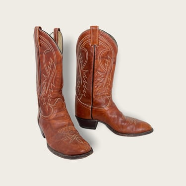 Vintage 1970s TONY LAMA Cowboy Boots ~ men's 9 1/2 D / women's 11 ~ Western / Ranch / Work Wear ~ Made in USA ~ Black Label 