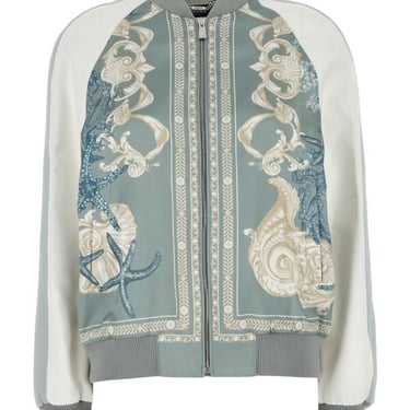 Versace Women Printed Satin Varsity Bomber Jacket