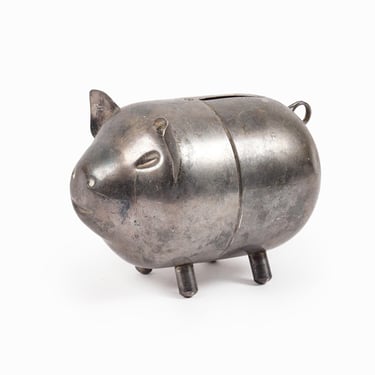 Raimond Metal Piggy Bank Money Bank Silver Vintage 