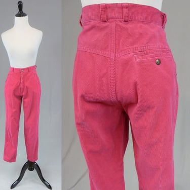 80s Pink Cords - 26" waist - Corduroy Pants w/ Front Yoke by Duck Soup - High Waisted - Vintage 1980s - 28" inseam 